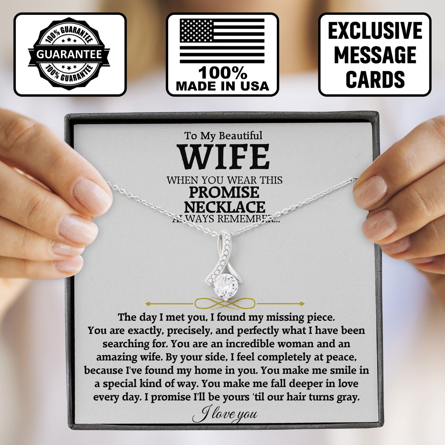To My Beautiful Wife with Message Card and Gift Box for Wife Soulmate Girlfriend