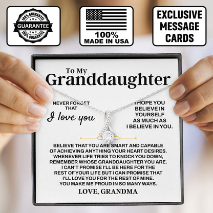 To My Granddaughter Necklace with Message Card for Birthday, Valentine, Graduation