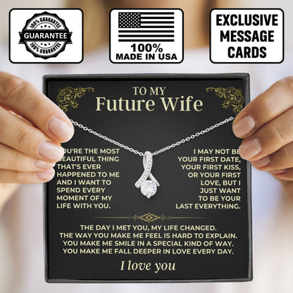 To My Beautiful Future Wife Necklace with Message Card and Gift Box for Wife Soulmate Girlfriend