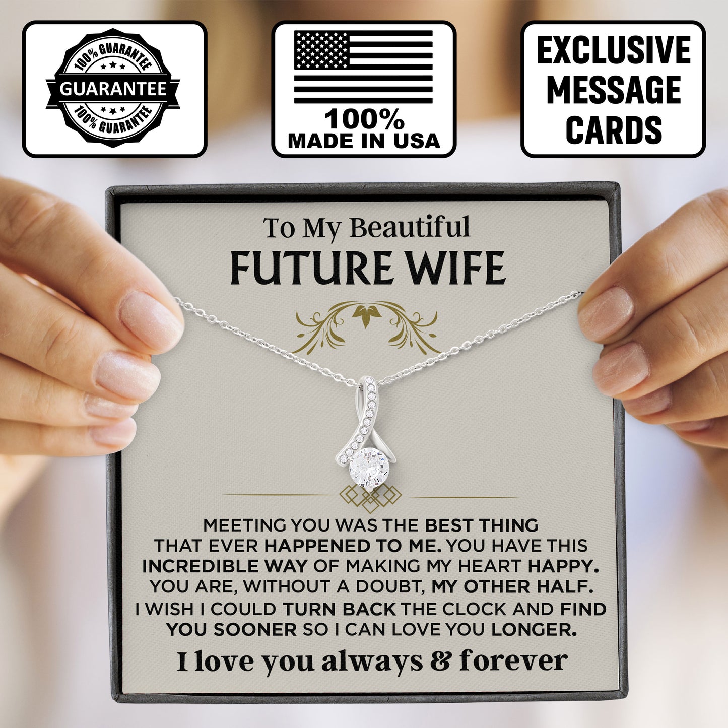 To My Beautiful Future Wife Necklace with Message Card