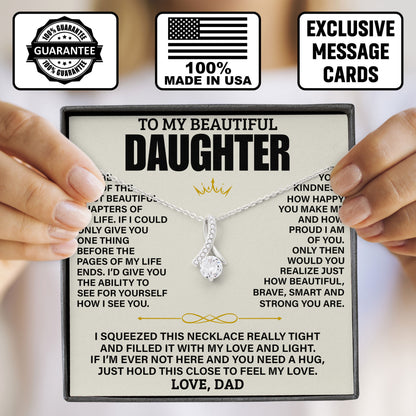 To My Beautiful Daughter Necklace Birthday Valentine Jewelry Gifts For Daughter with Message Card Box From Dad
