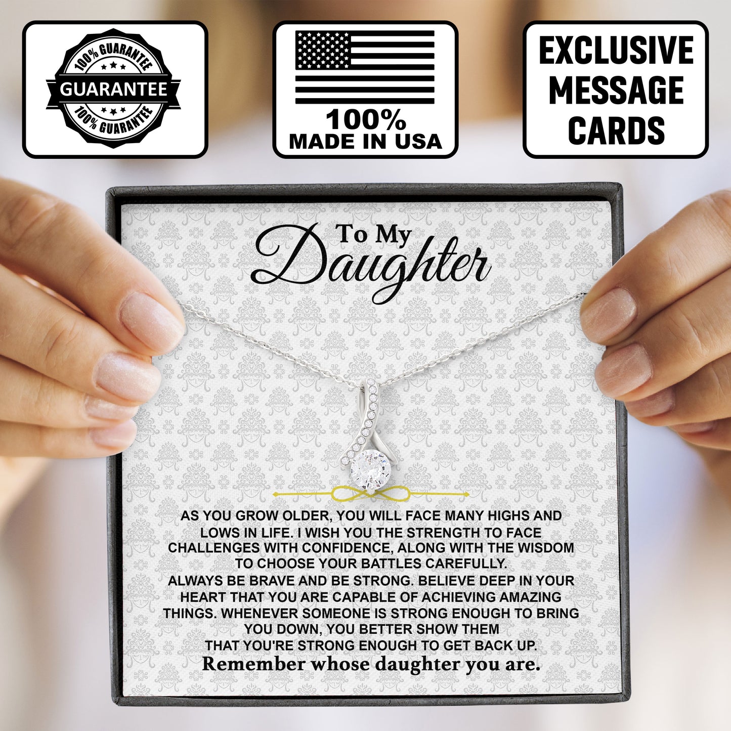 To My Daughter Necklace Gifts For Daughter with Message Card Box From Dad Birthday Valentine Anniversary Gift