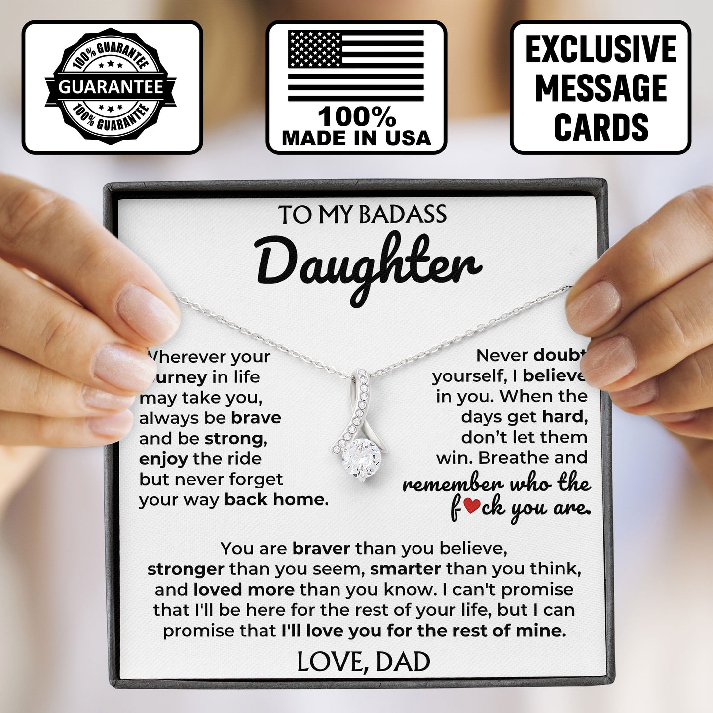 To My Daughter Sterling Silver Necklace Gift From Dad