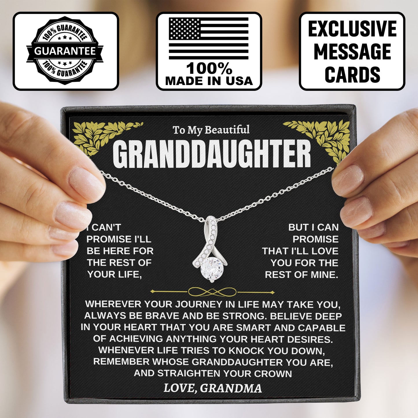 To My Beautiful Granddaughter Necklace Meaningful Gift From Grandma With Message Card And Box