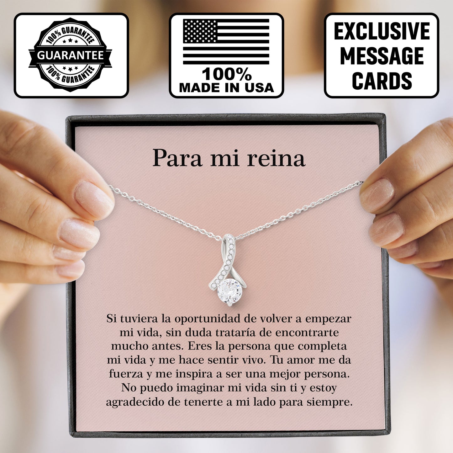 Para Mi Reina Necklace with Message Card Gift From Husband