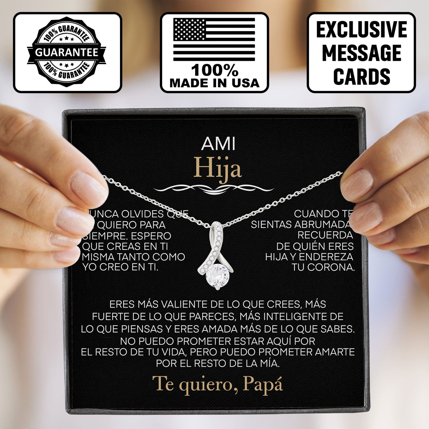 Collar Ami Hija Con Tarjeta Con Mensaje