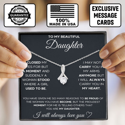 To My Badass Daughter Necklace Birthday Christmas Jewelry Gifts with Message Card Box