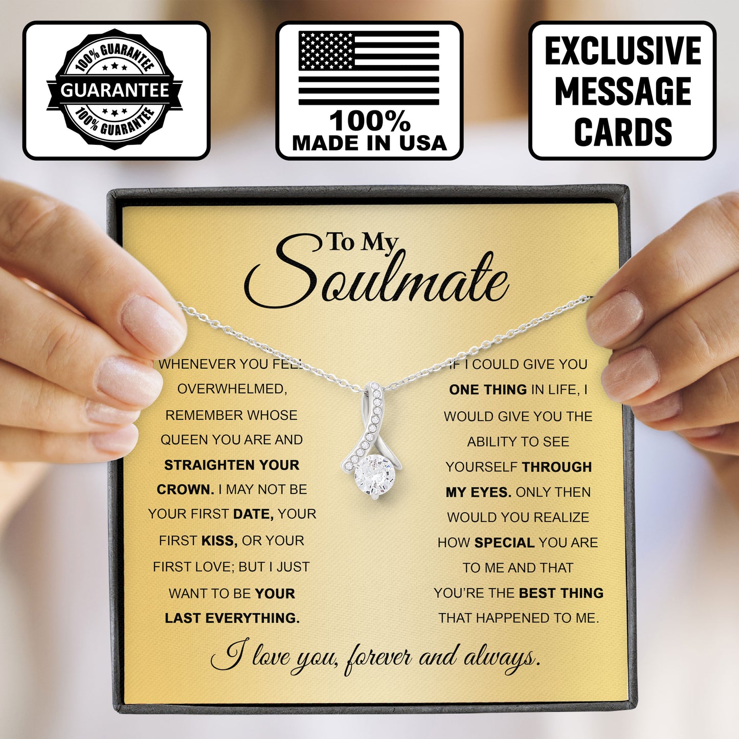 To My Soulmate Love Knot Necklace Gift Box with Sentimental Message Card