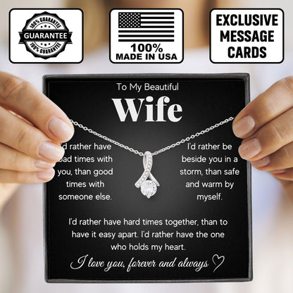 To My Beautiful Wife Necklace Meaningful Gift For Fiancée With Message Card And Box