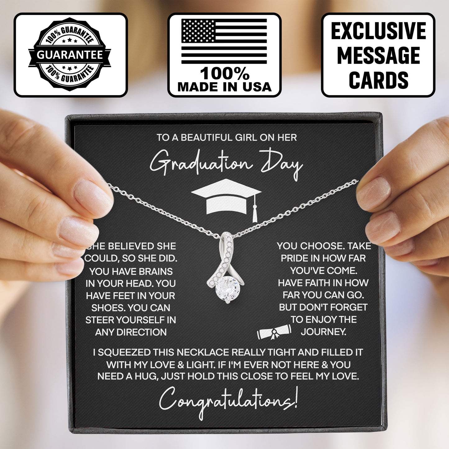 To My Beaitiful Girl Necklace Meaningful Jewelry Gift for Graduation, Birthday, Valentine