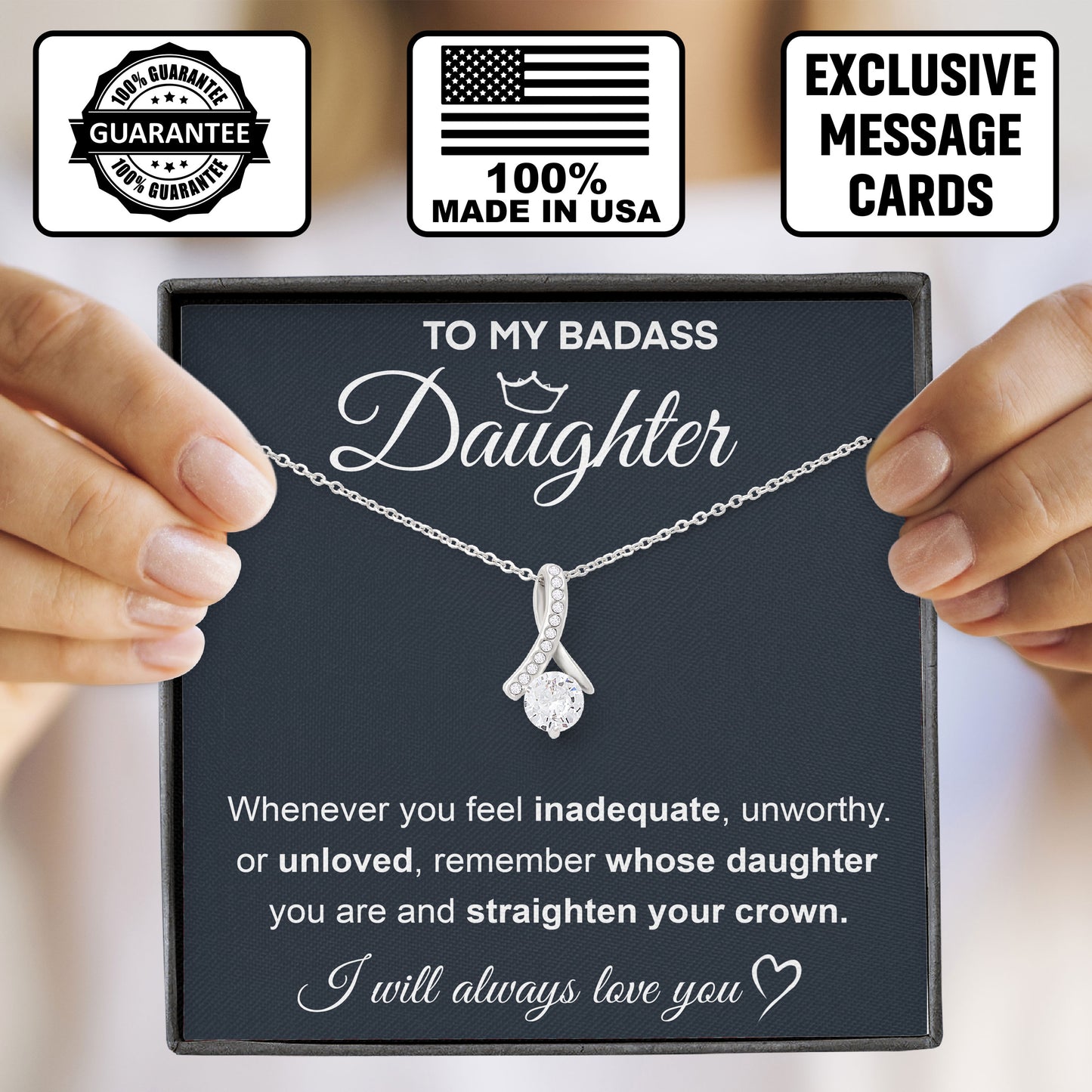 To My Badass Daughter Meaningful Necklace Gift