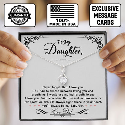 To My Daughter Necklace Birthday Anniversary Graduation Jewelry Gifts with Message Card Box