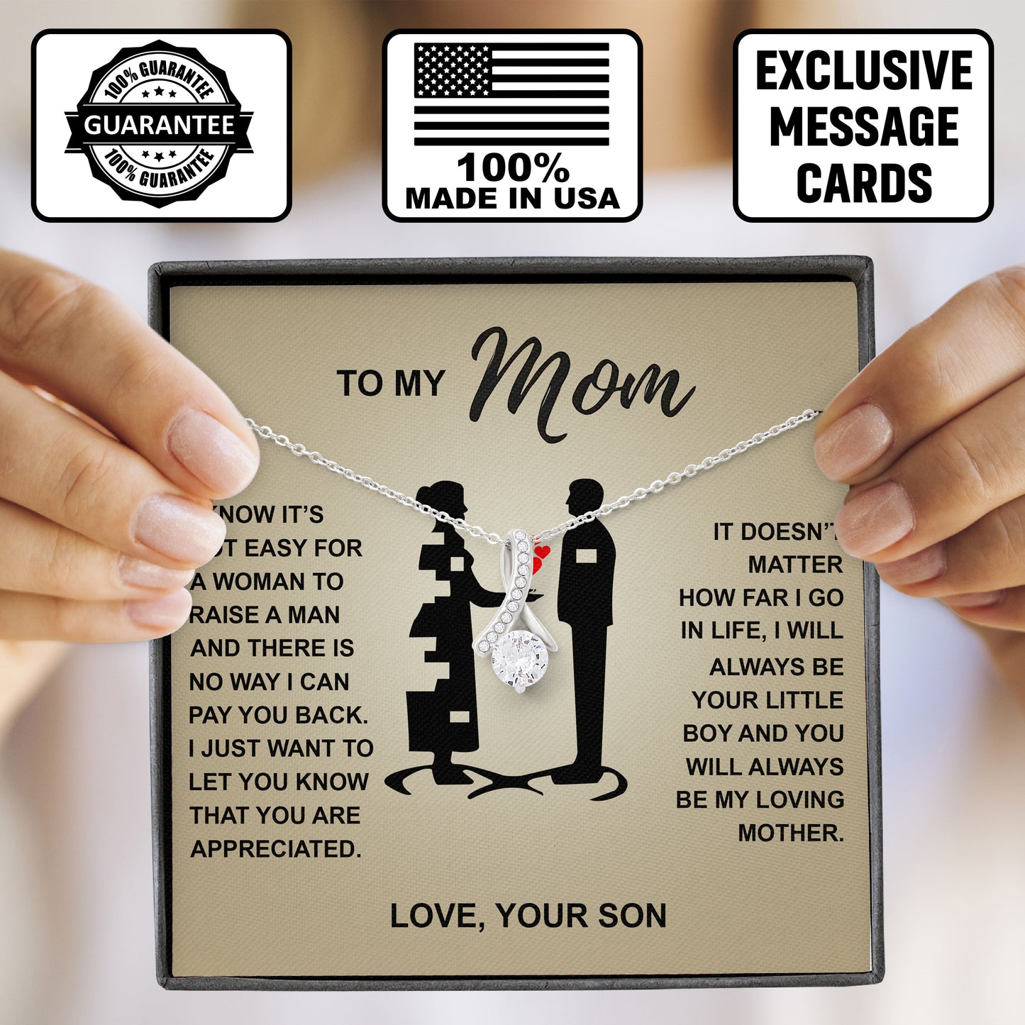To My Mom Necklace From Your Son, Valentine's Day Birthday Gifts Ideas, Anniversary Keepsake, Mother Gift