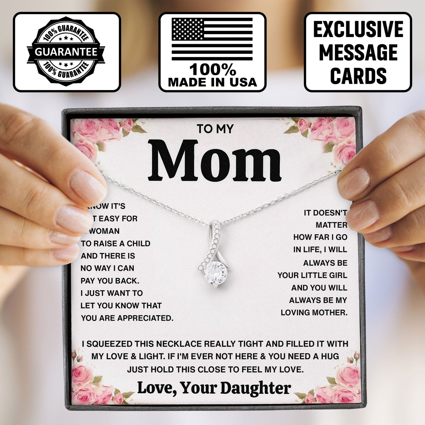 To My Mom Necklace, Anniversary Keepsake, Mother Gift, Valentine's Day Birthday Gifts Ideas