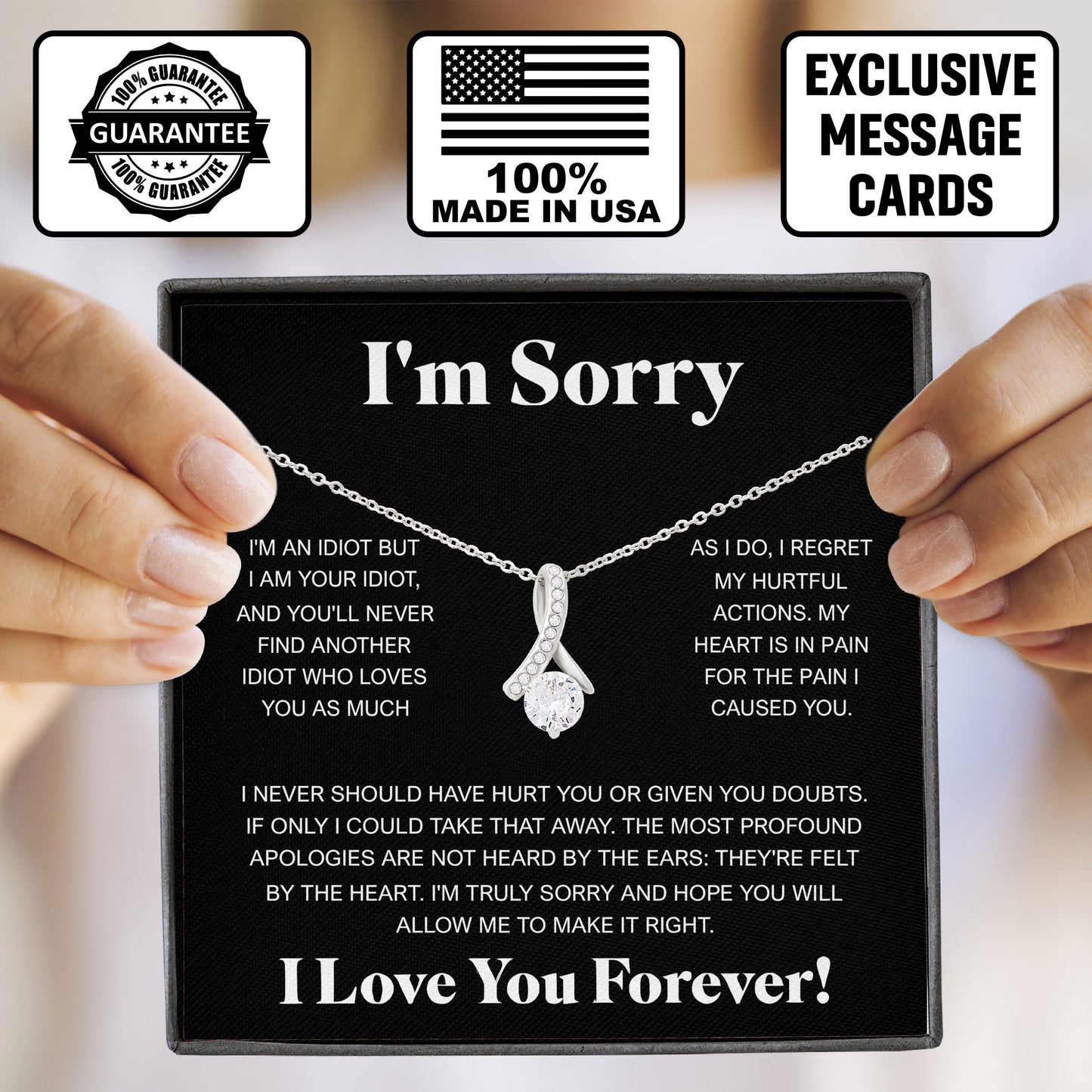 I'm Sorry Neckace, Forgive Me Gifts, Valentine, Birthday, Anniversary Gift, Apologize Gifts