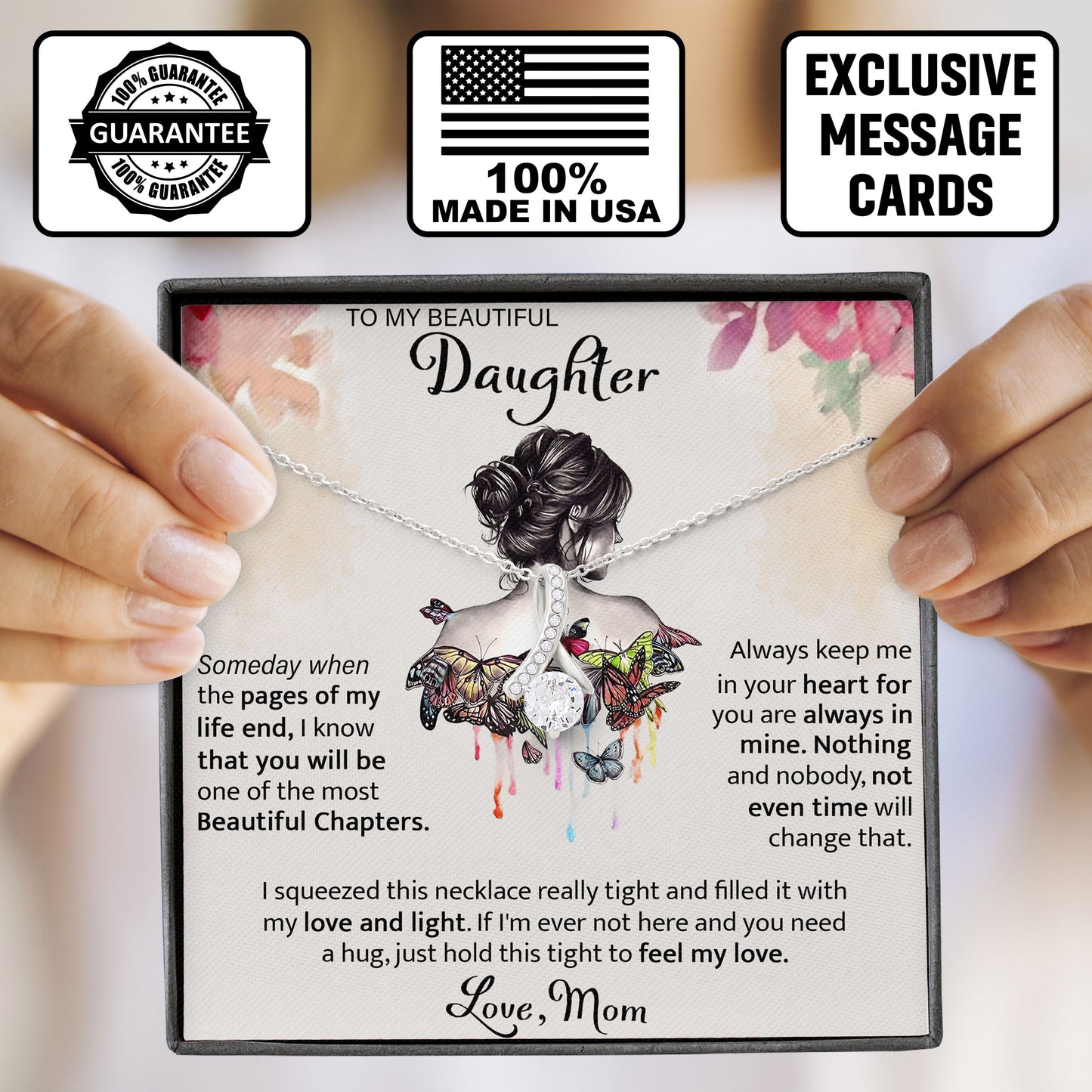 To My Beautiful Daughter Inspirational Necklace Jewelry