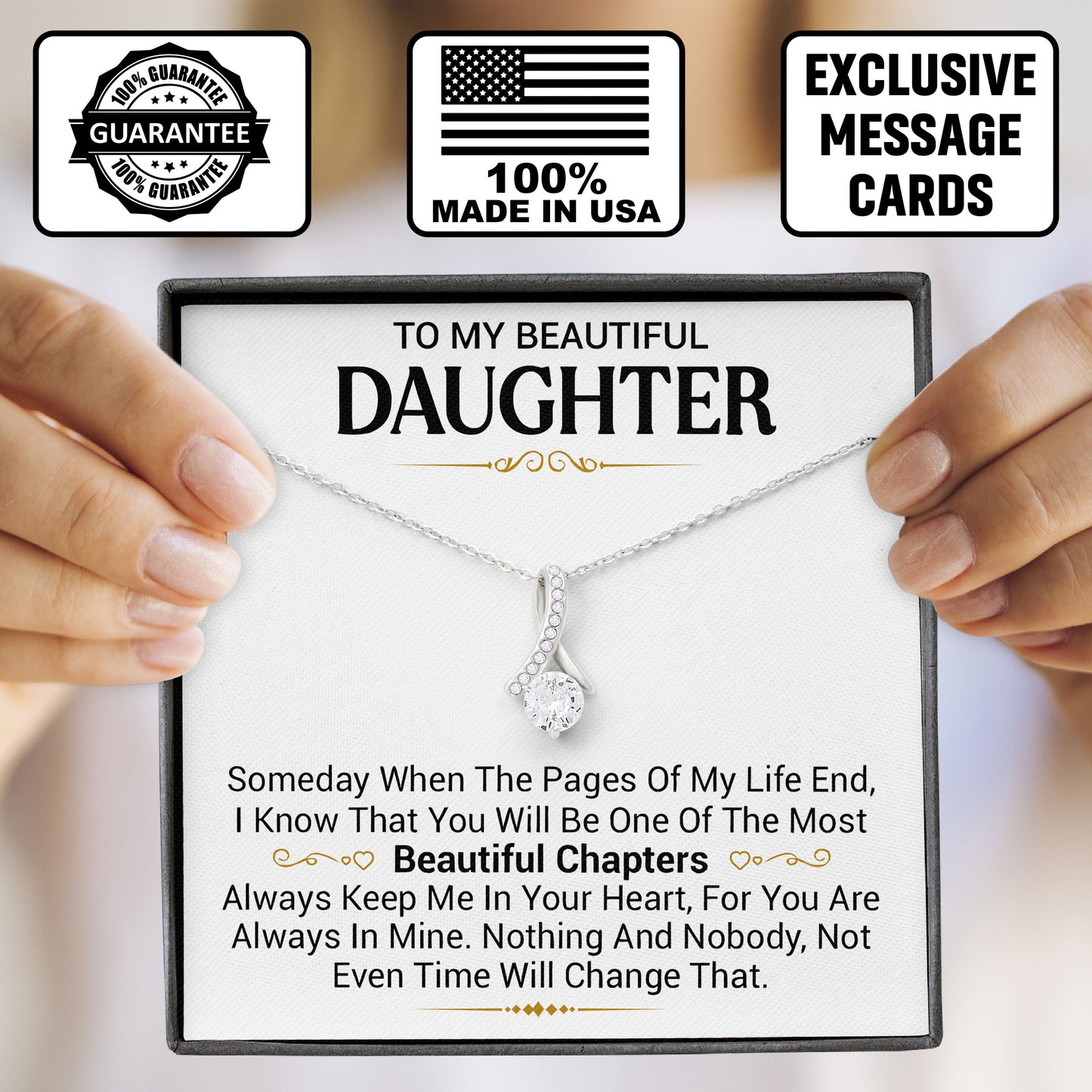 To My Beautiful Daughter Necklace Valenitne Gift