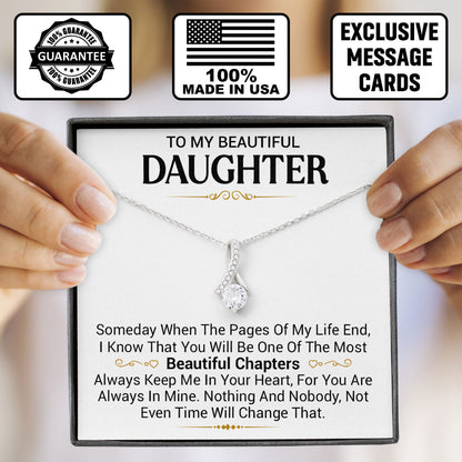 To My Beautiful Daughter Necklace Valenitne Gift