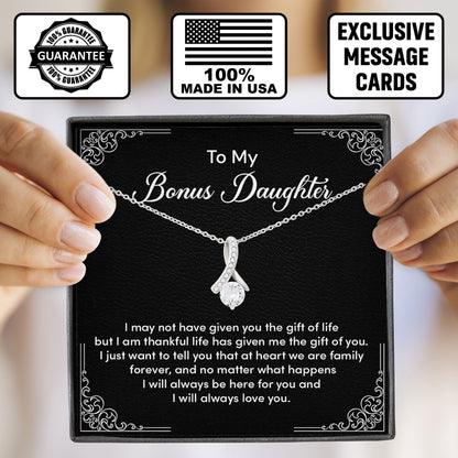 To My Bonus Daughter Necklace with Message