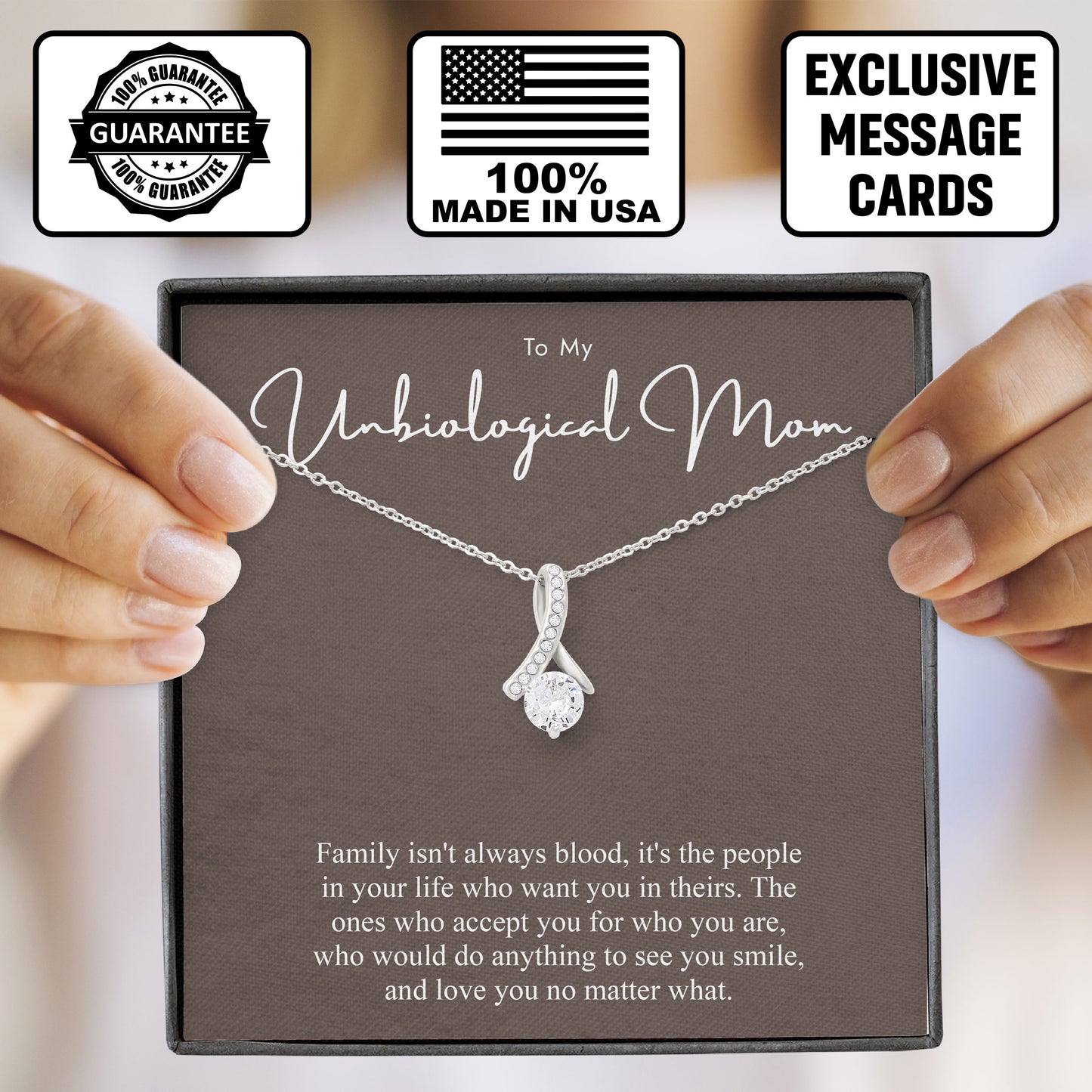 To My Unbiological Mom Keepsake Necklace Gift