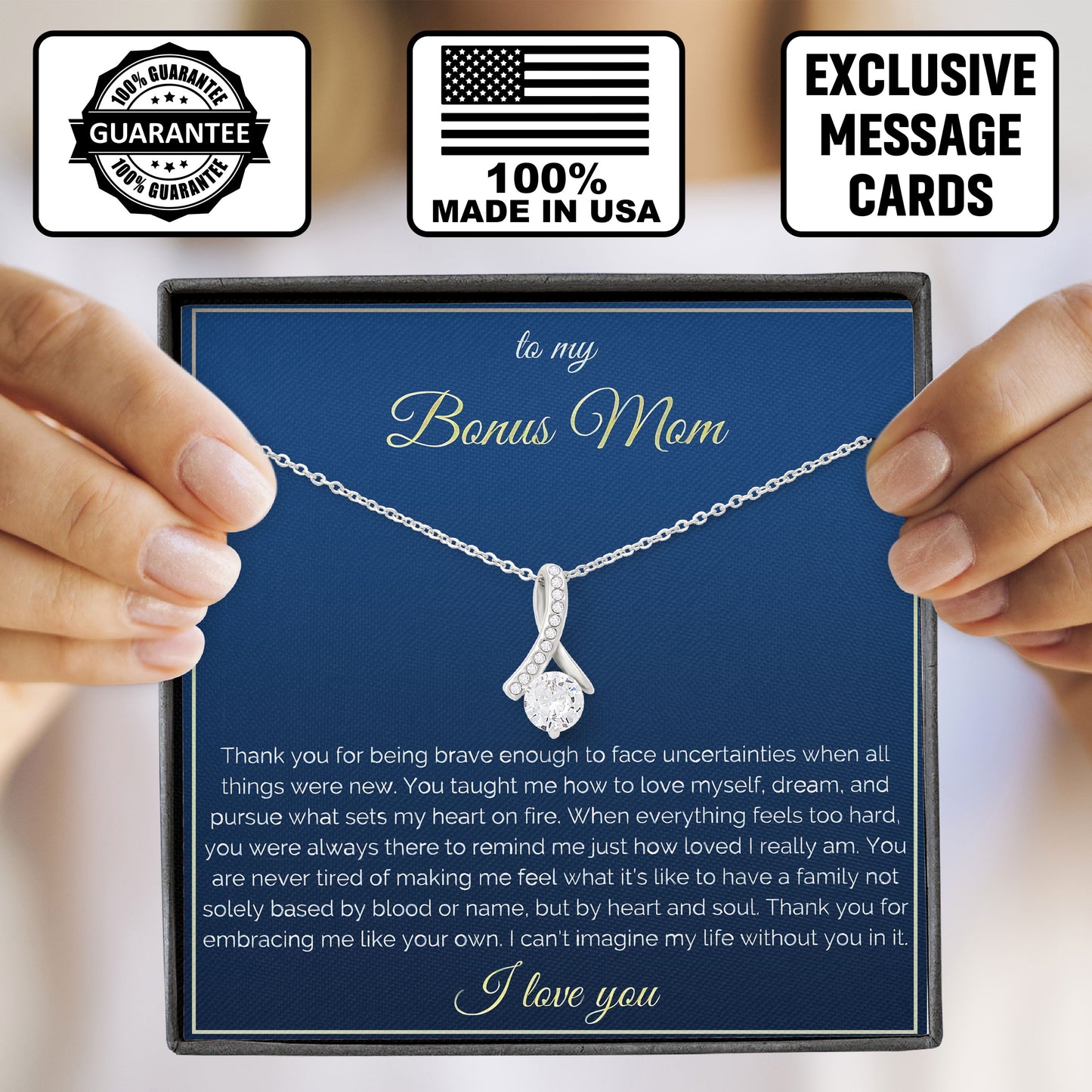 To My Bonus Mom Elegant Necklace Jewelry