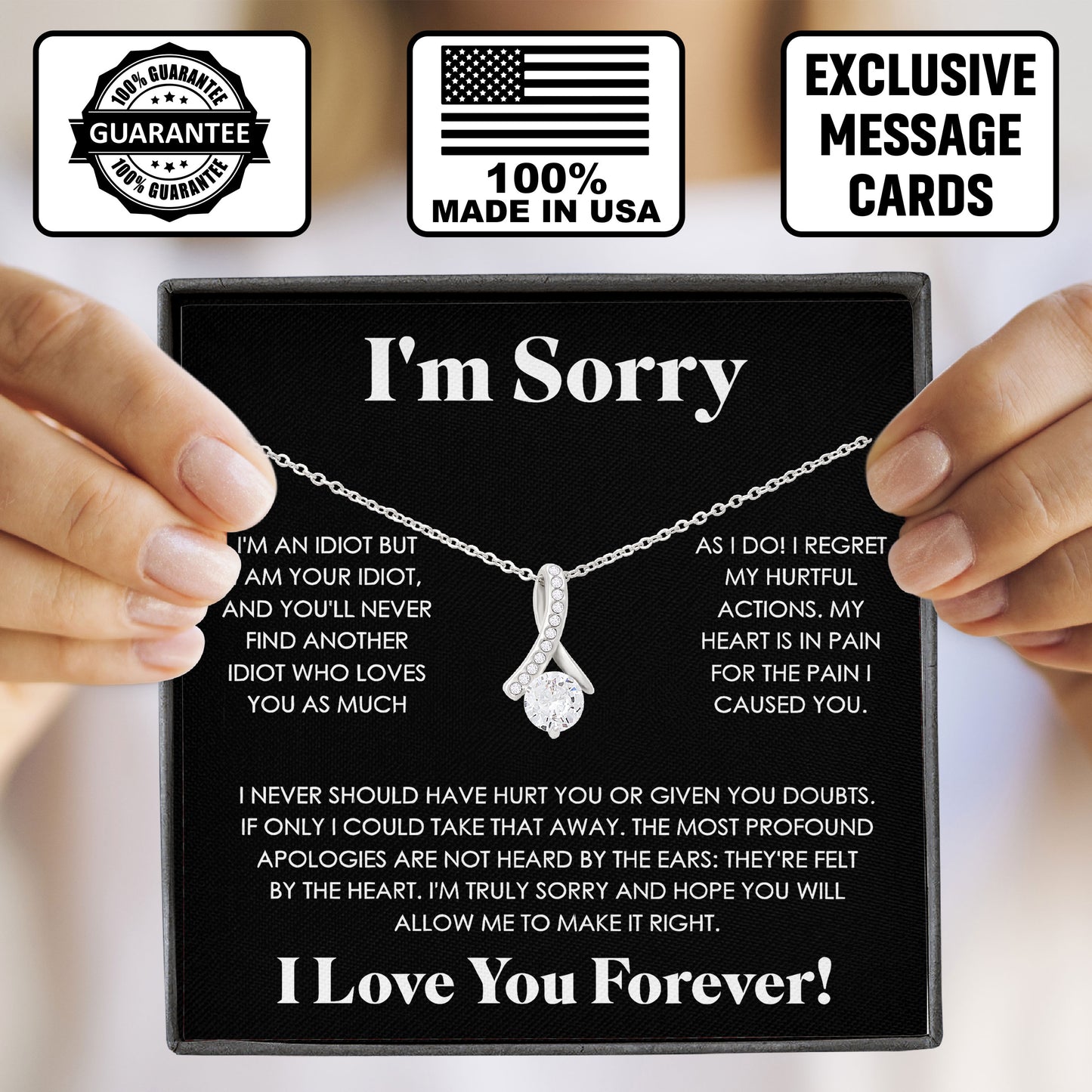I'm Sorry Neckace with Message Card & Gift Box, Apologize Gifts