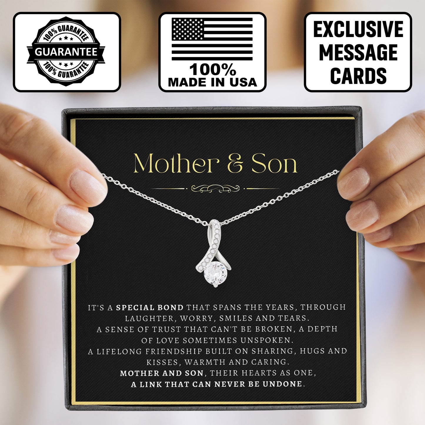 To My Mother And Son Necklace with Inspirational Message