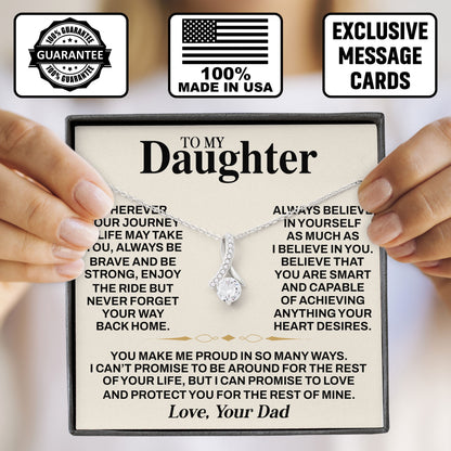 To My Daughter Necklace with Sentimental Card Gift From Dad