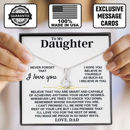 To My Daughter Necklace Birthday Gift with Message Card From Dad