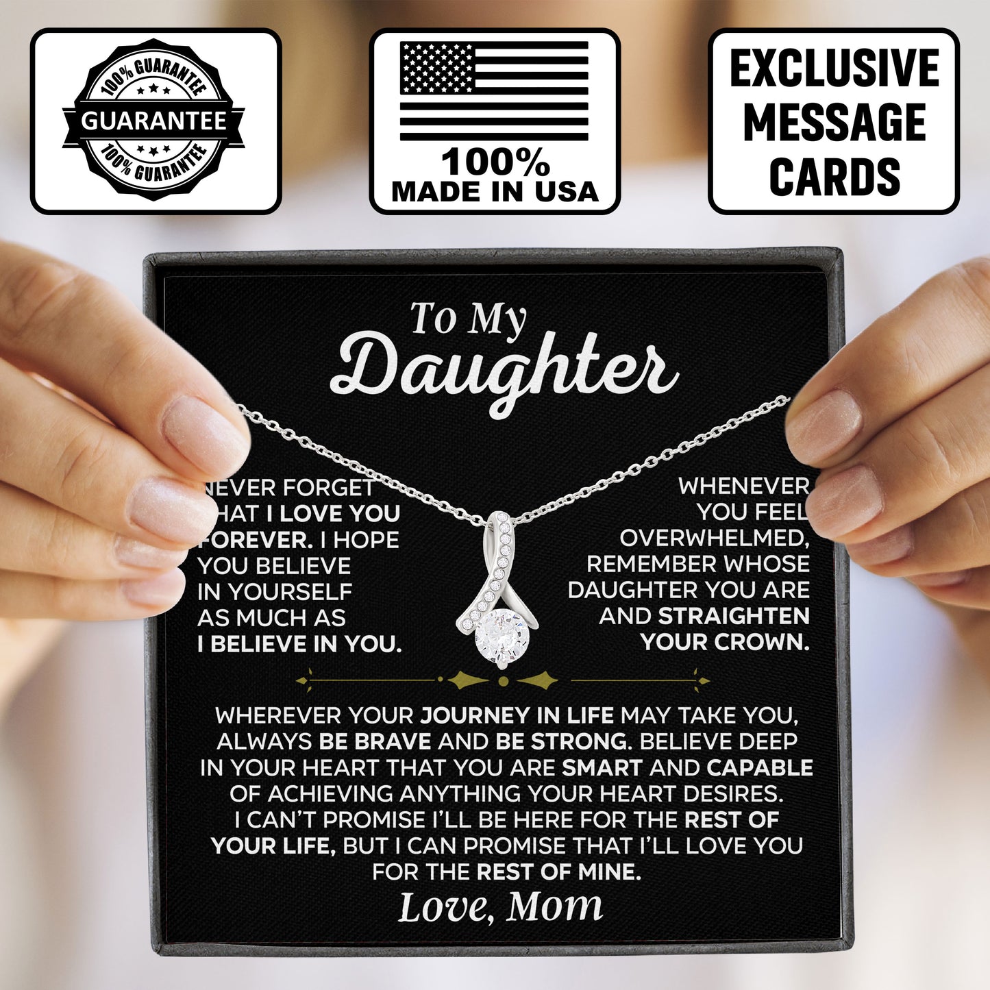 To My Daughter Sentimental Necklace Gift From Mom