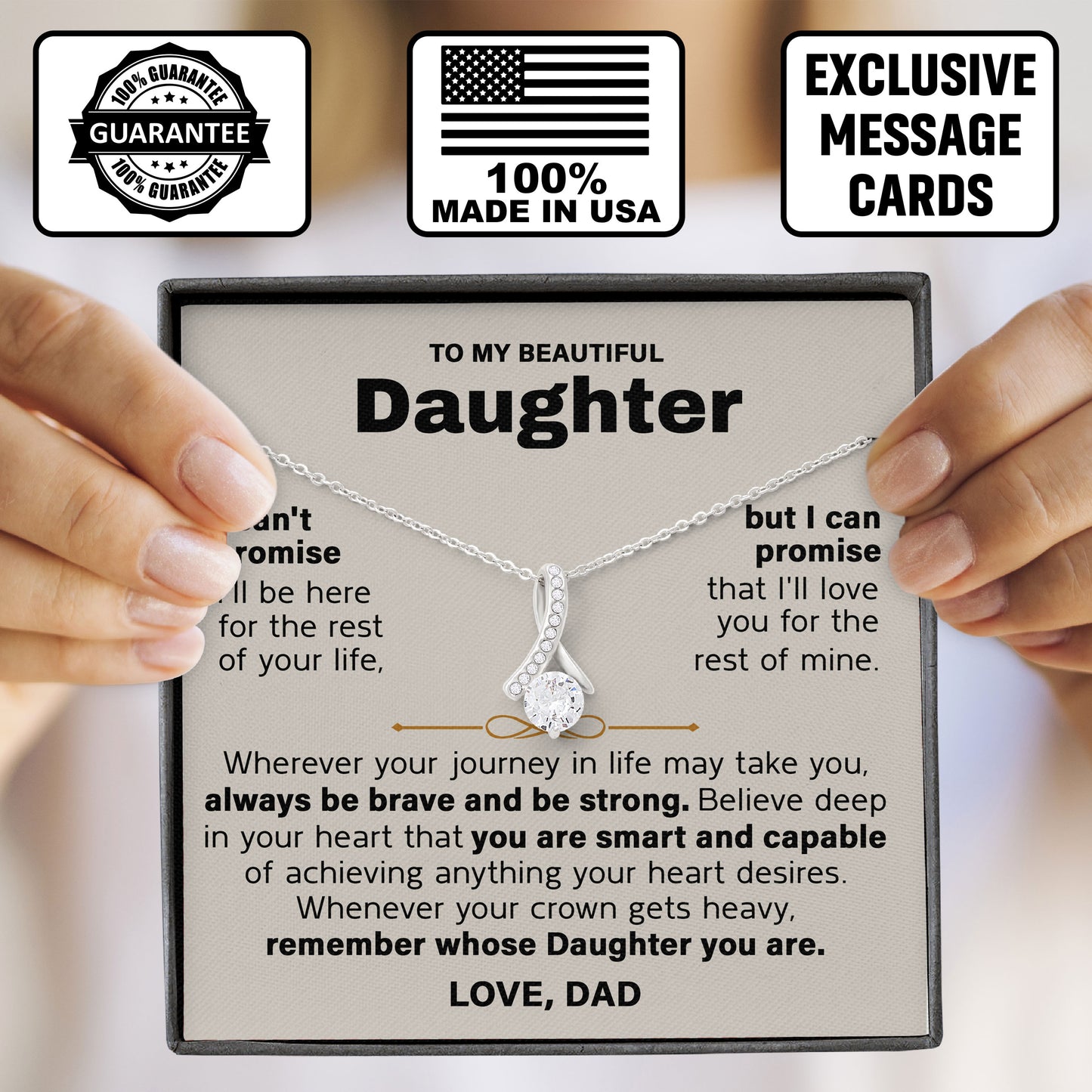 To My Beautiful Daughter Valentine Necklace Gift From Dad