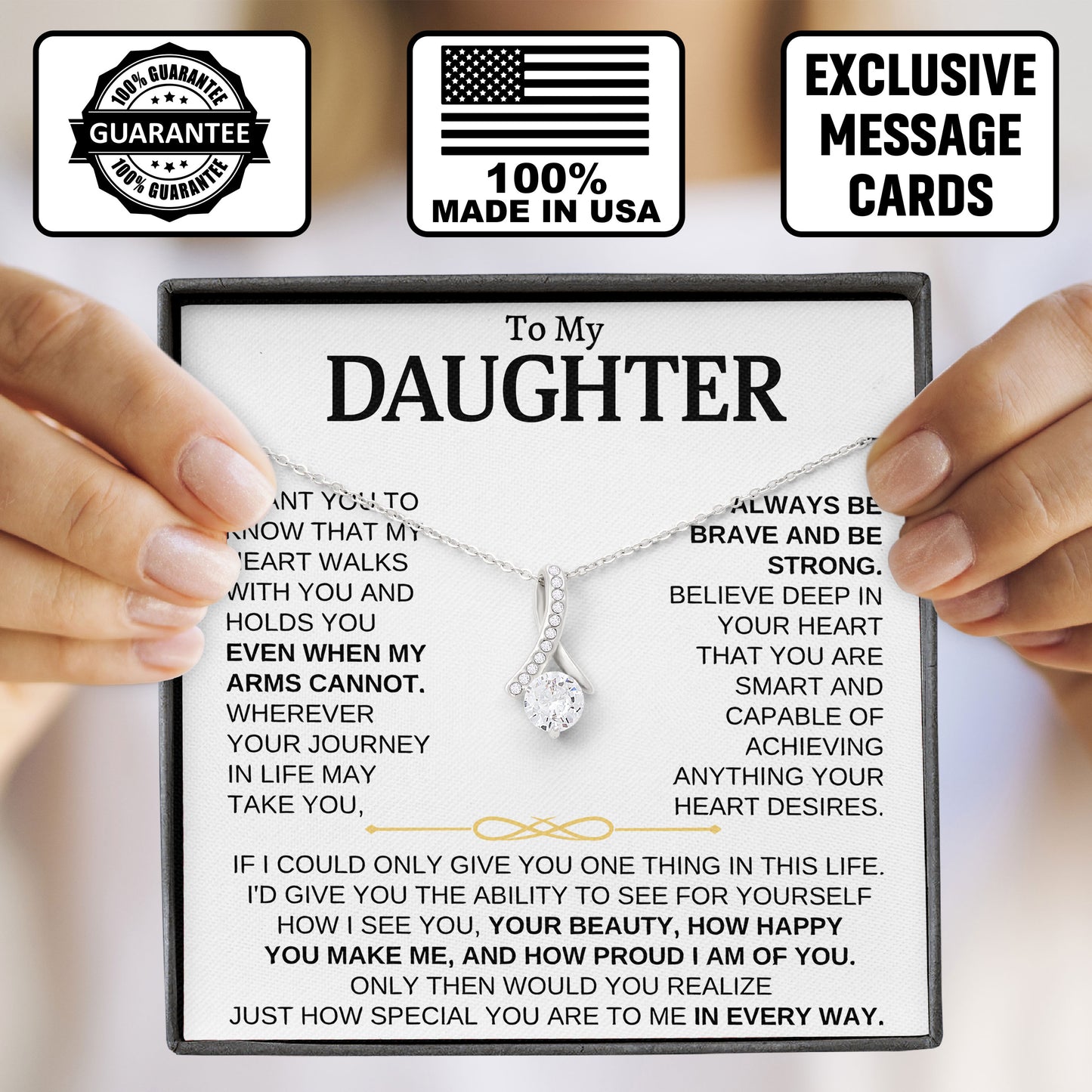 To My Daughter Sterling Silver Necklace