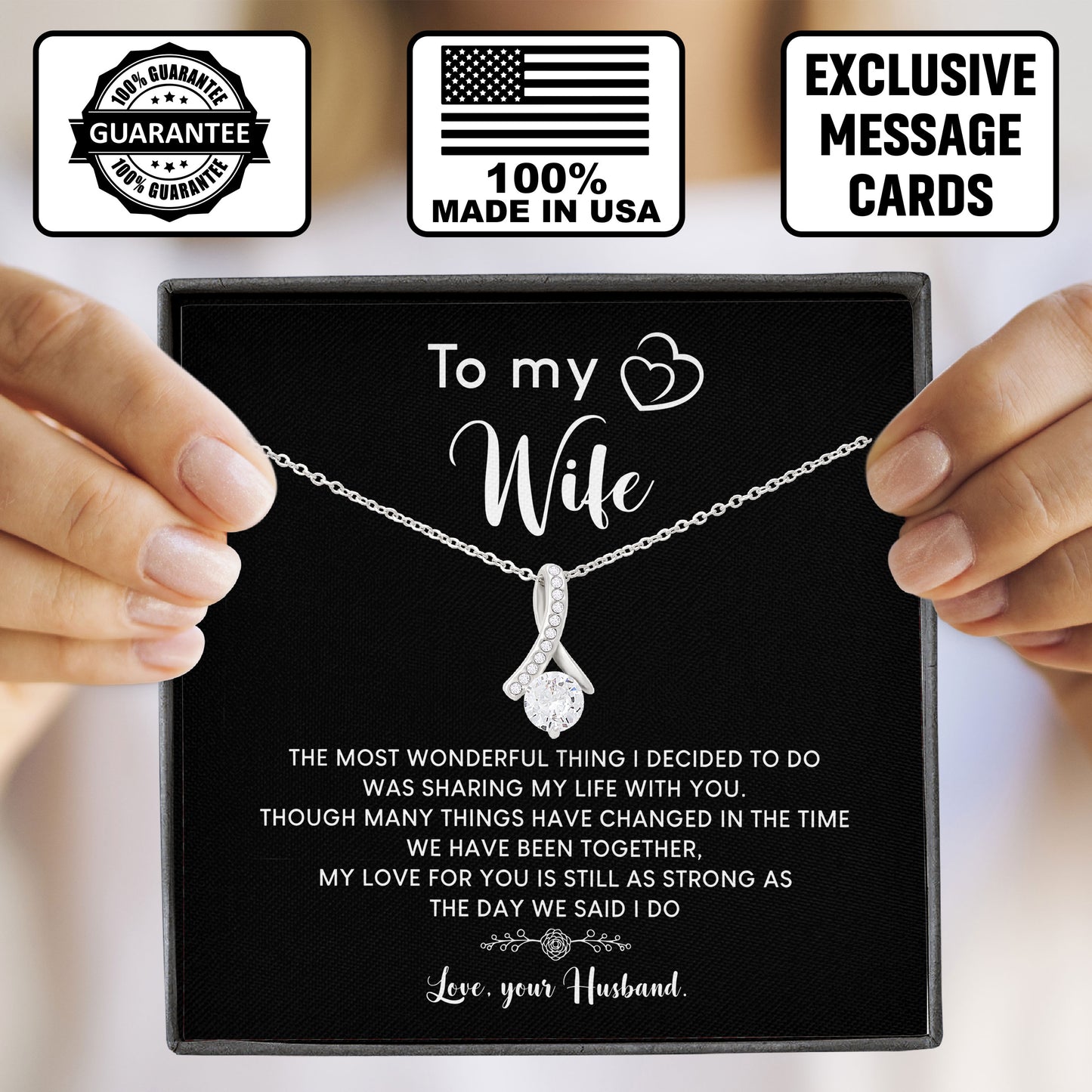 To My Wife Necklace With Message From Husband