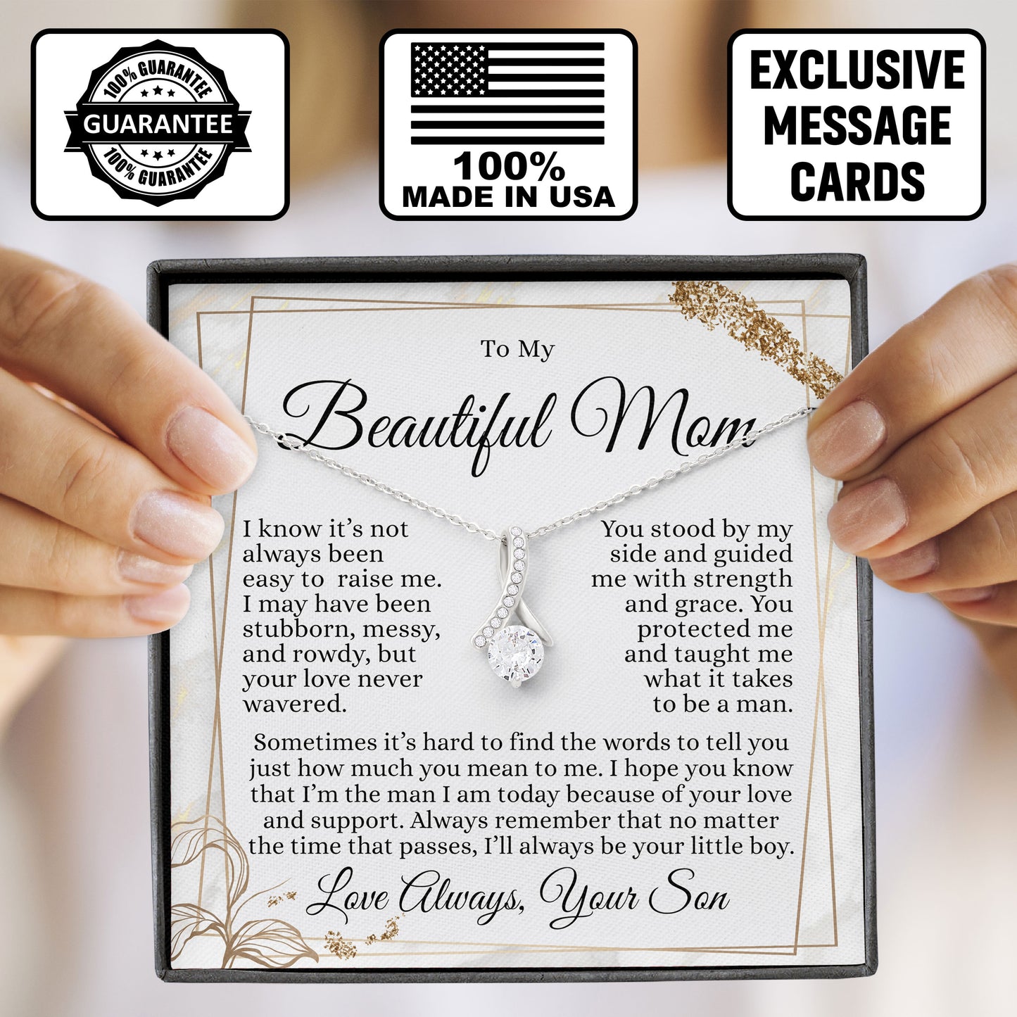 To My Beautiful Mom Meaningful Gift Necklace