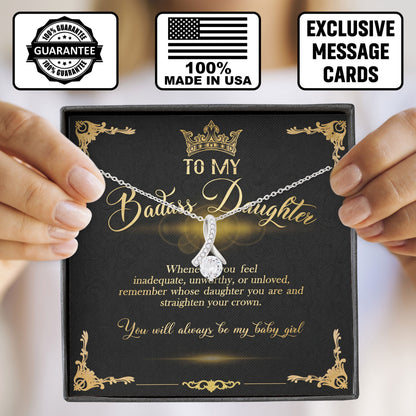 To My Badass Daughter Necklace With Message Cards