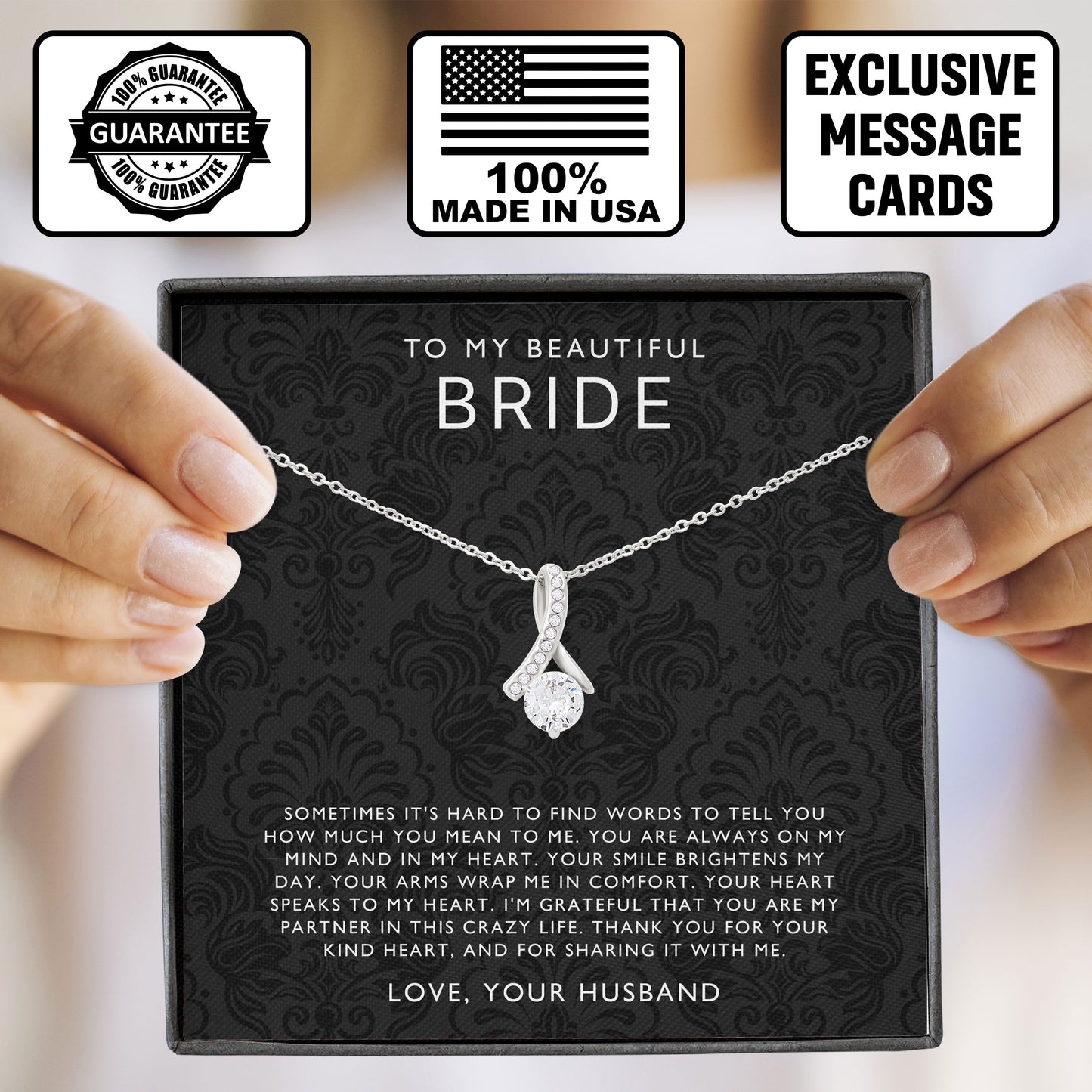 To My Beautiful Bride Necklace Gift From Husband