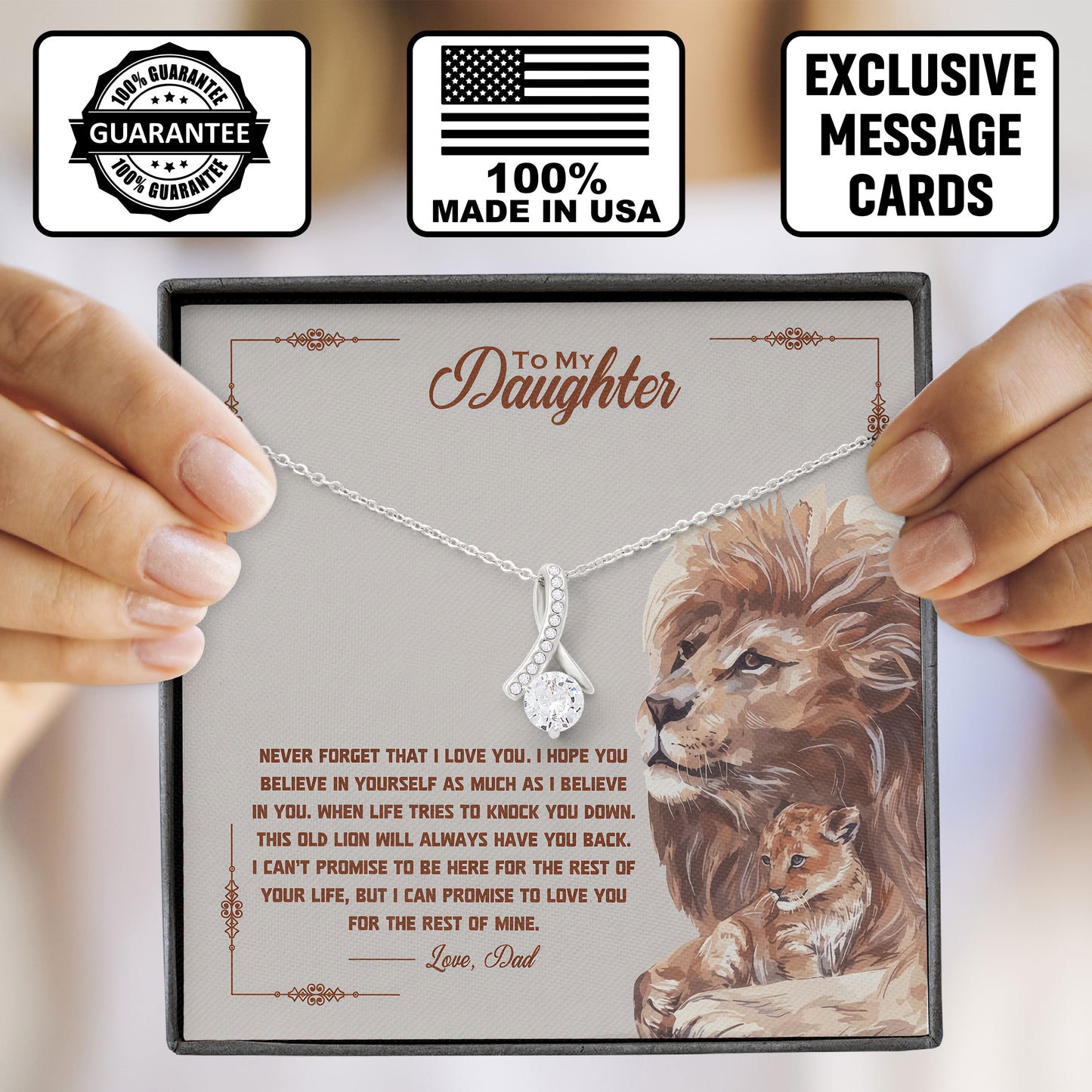 To My Daughter Necklace Gifts With Message Card
