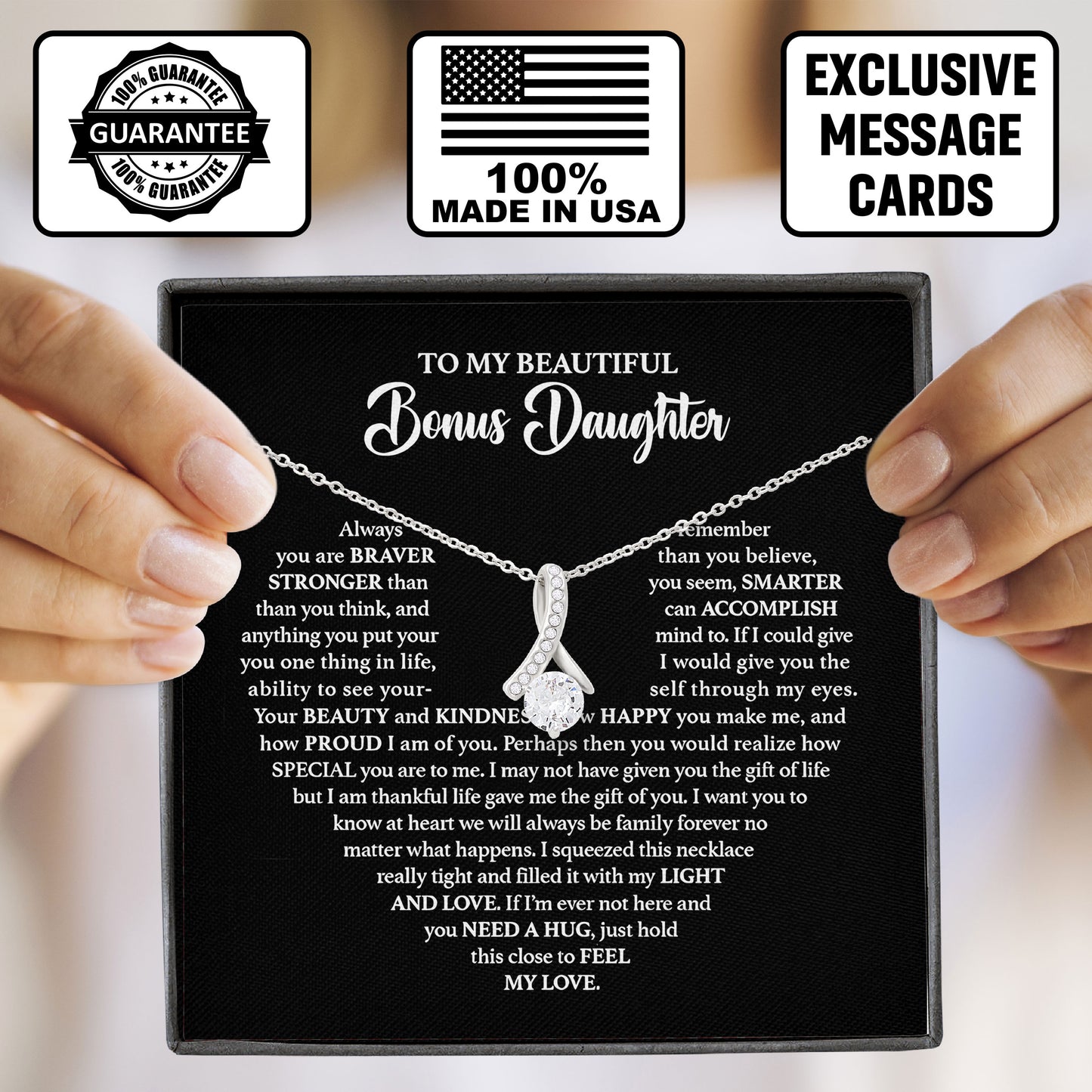 To My Beautiful Bonus Daughter Birthday Jewelry Gift