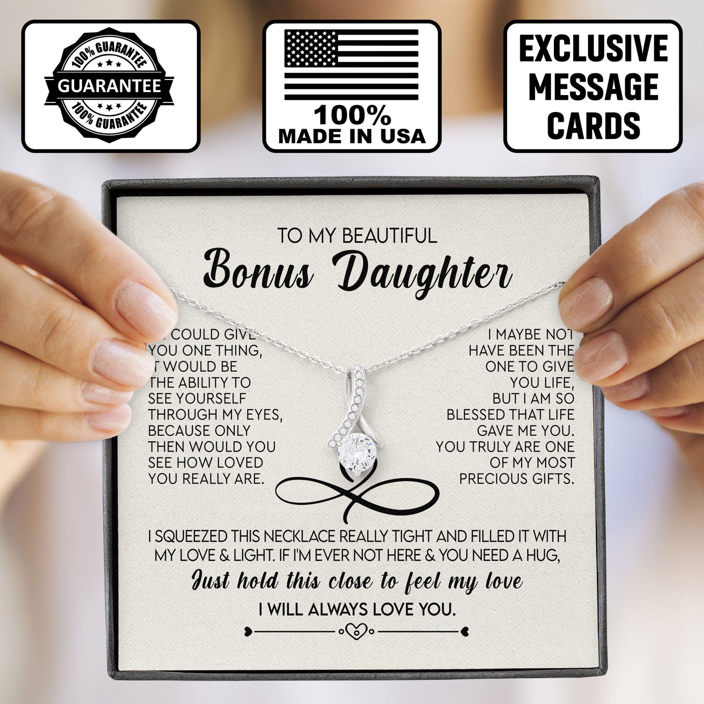 To My Beautiful Bonus Daughter Necklace from Parents