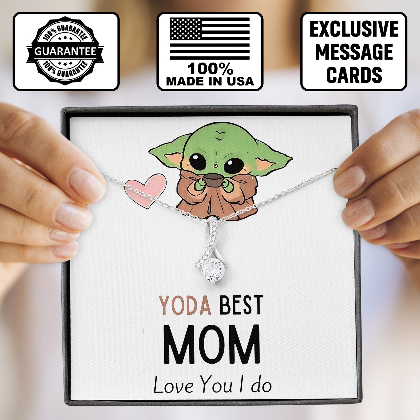 Yoda Best Mom Necklace Gift Valentine Mother's day Keepsake