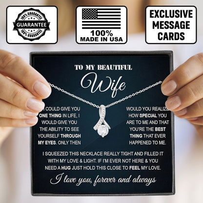 To My Beautiful Wife Necklace with Sentimental Card