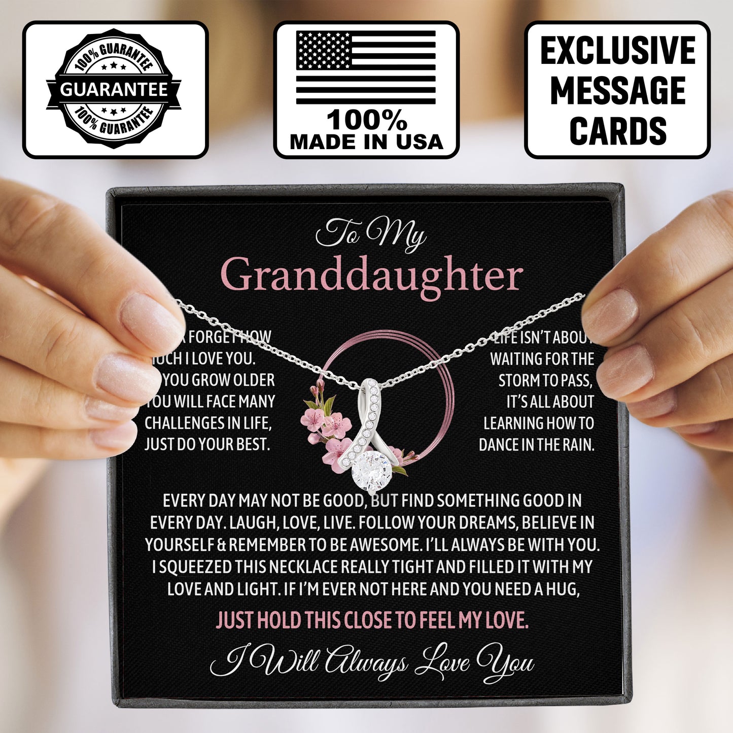 To My Granddaughter Birthday Valentine Graduation Necklace