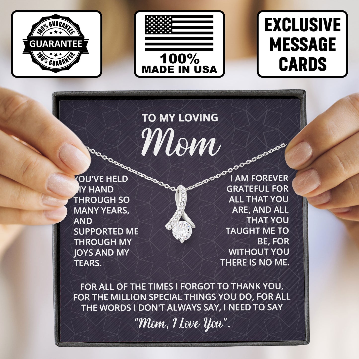 To My Loving Mom Necklace Gift with Box