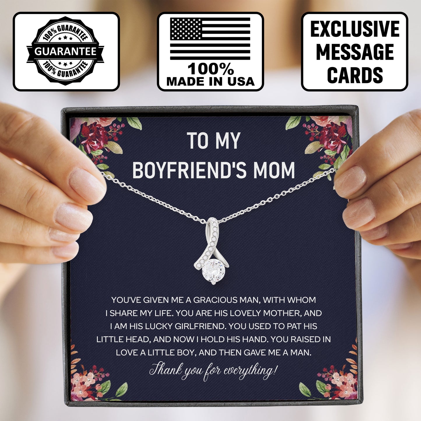 To My Boyfriend's Mom Necklace, Valentines Day, Mother's Day, Birthday Gifts