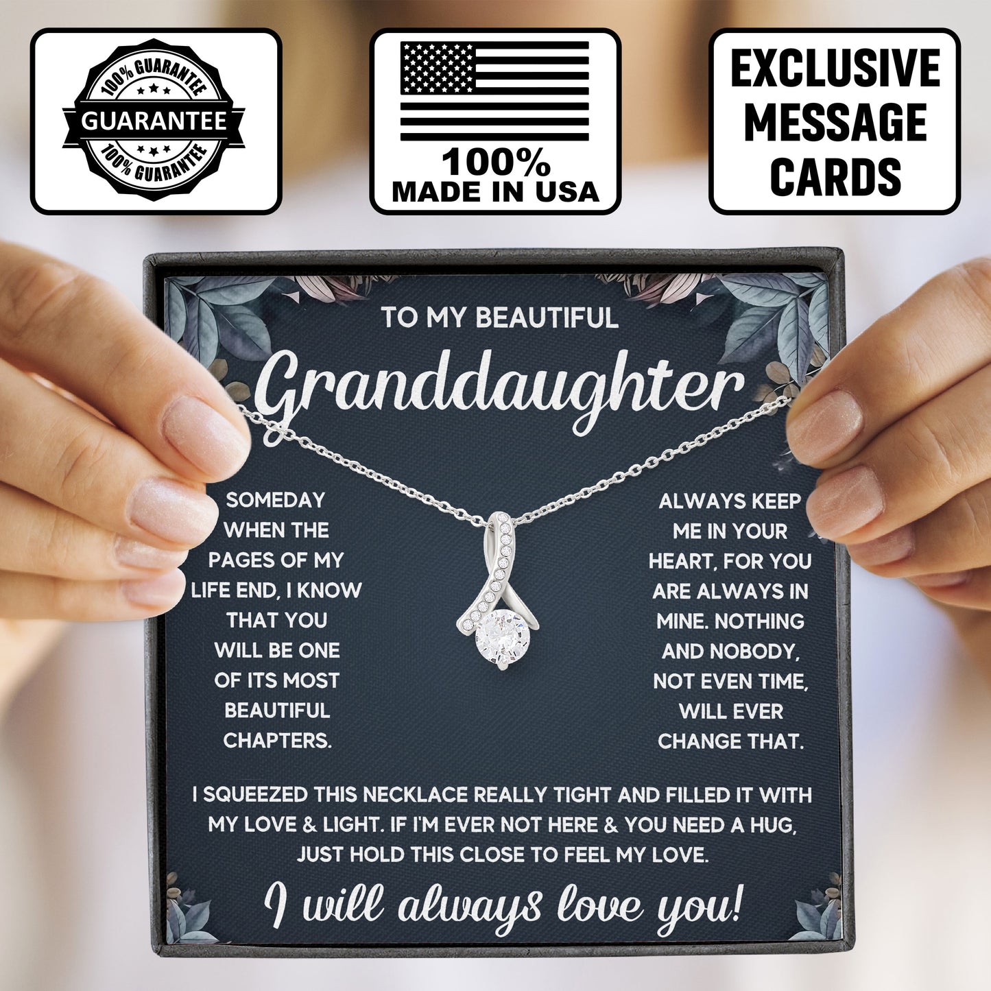 To My Beautiful Granddaughter Jewelry Gift with Love and Message Card