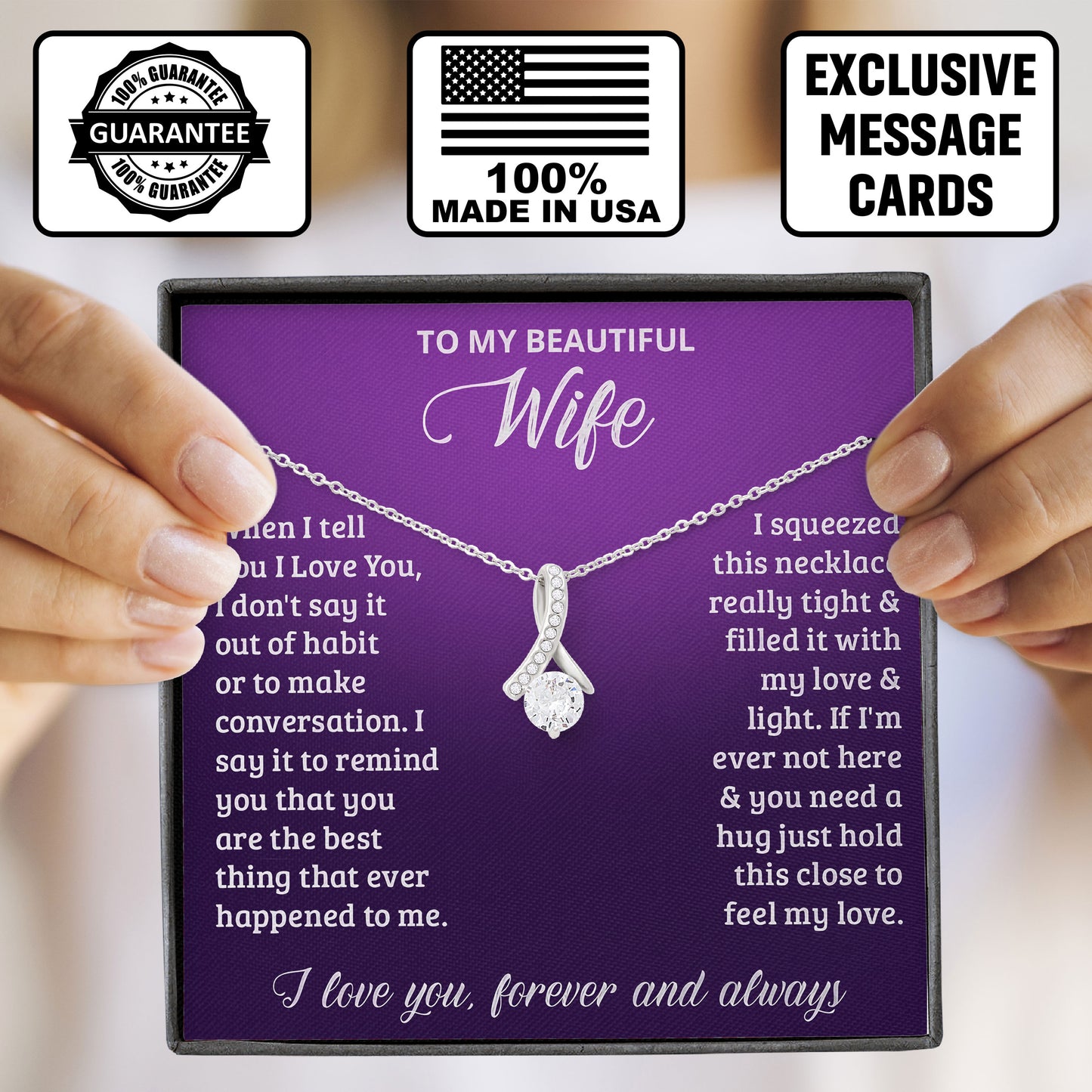 To My Beautiful Wife Jewelry Necklace Gift