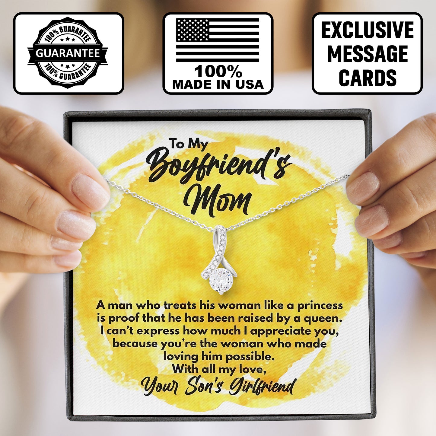 To My Boyfriend's Mom Necklace, Valentines Day, Mother's Day Keepsake, Anniversary Present