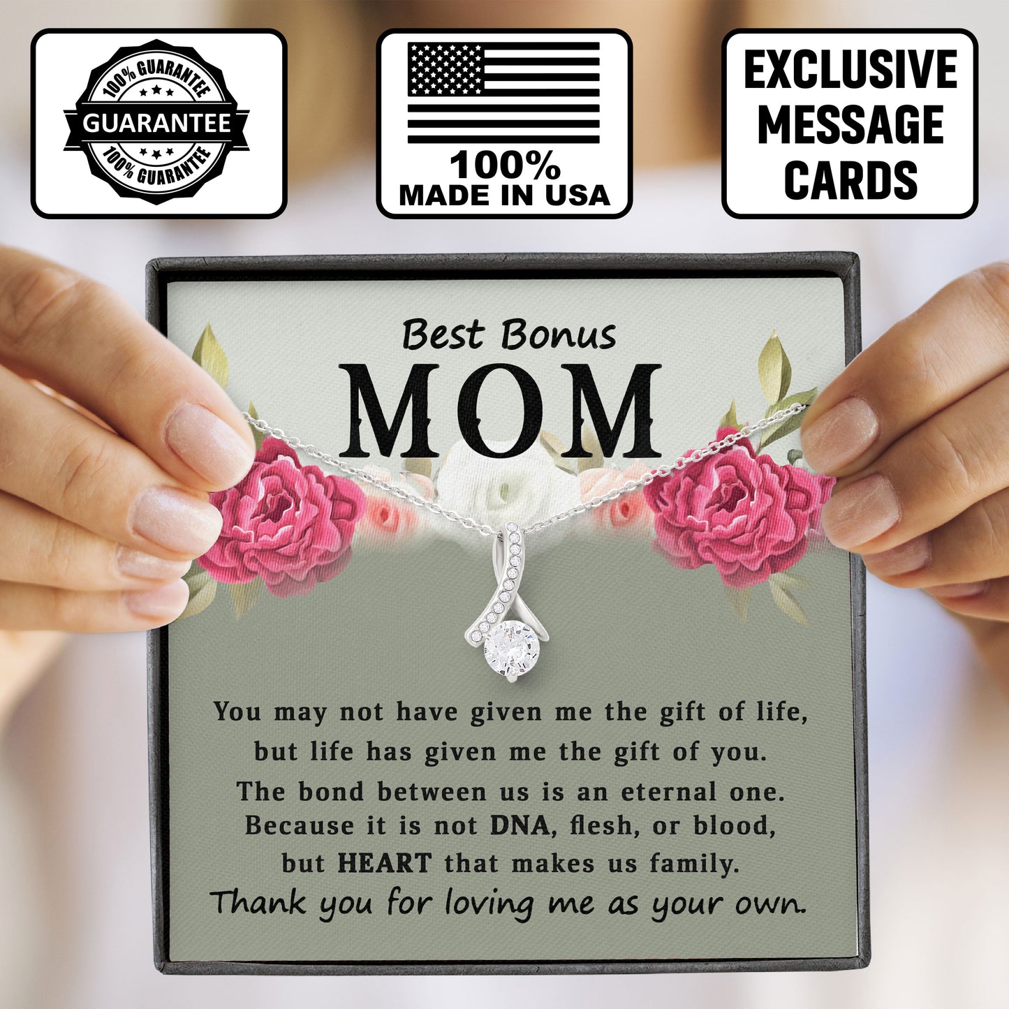 To My Best Bonus Mom Necklace Meaningful Gift