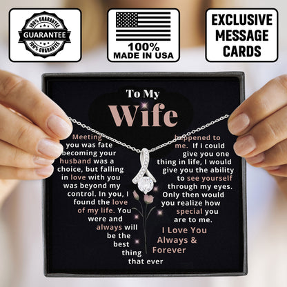 To My Wife Necklace Message & Elegant Box, Jewelry Gift For Birthday, Valentines, Mothers Day