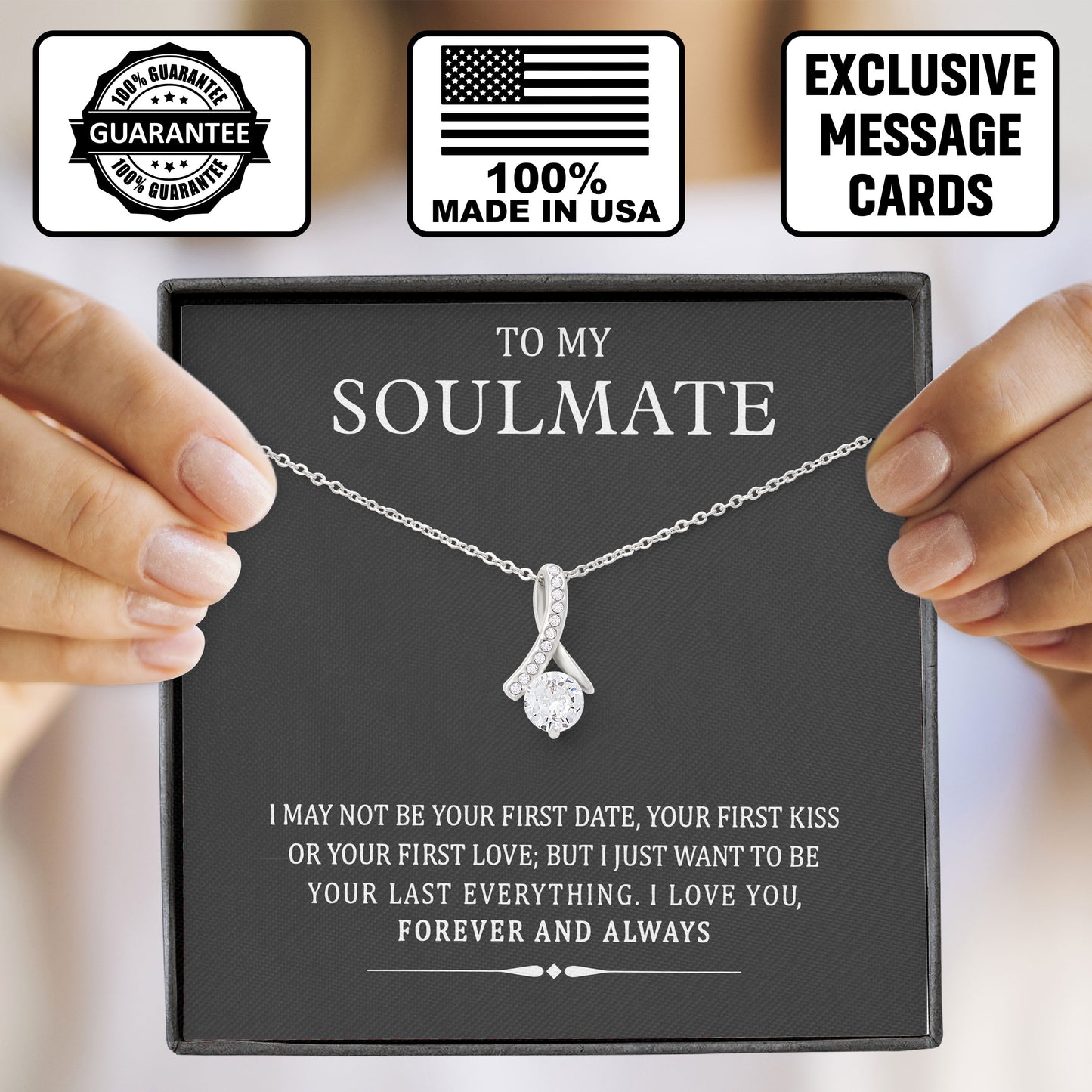 To My Soulmate Jewelry Necklace Gift with Love Message